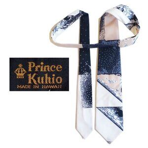 NOS Vintage 70s Prince Kuhio Great Wave Tie Made In Hawaii Polyester